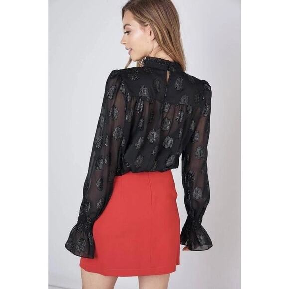 Do + Be Mock Neck Woven Blouse Black Size S - Picture 2 of 8